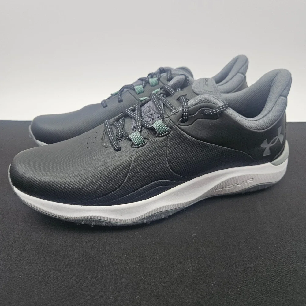 Under Armour Mens HOVR Drive Pro Spikeless Golf Shoes Black‎ Grey 3026920-002 12